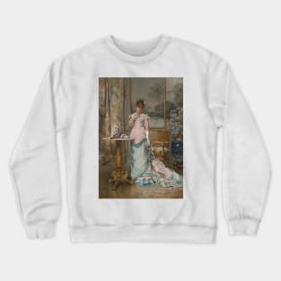 L'attente (Avant Le Bal) by Alfred Stevens Crewneck Sweatshirt